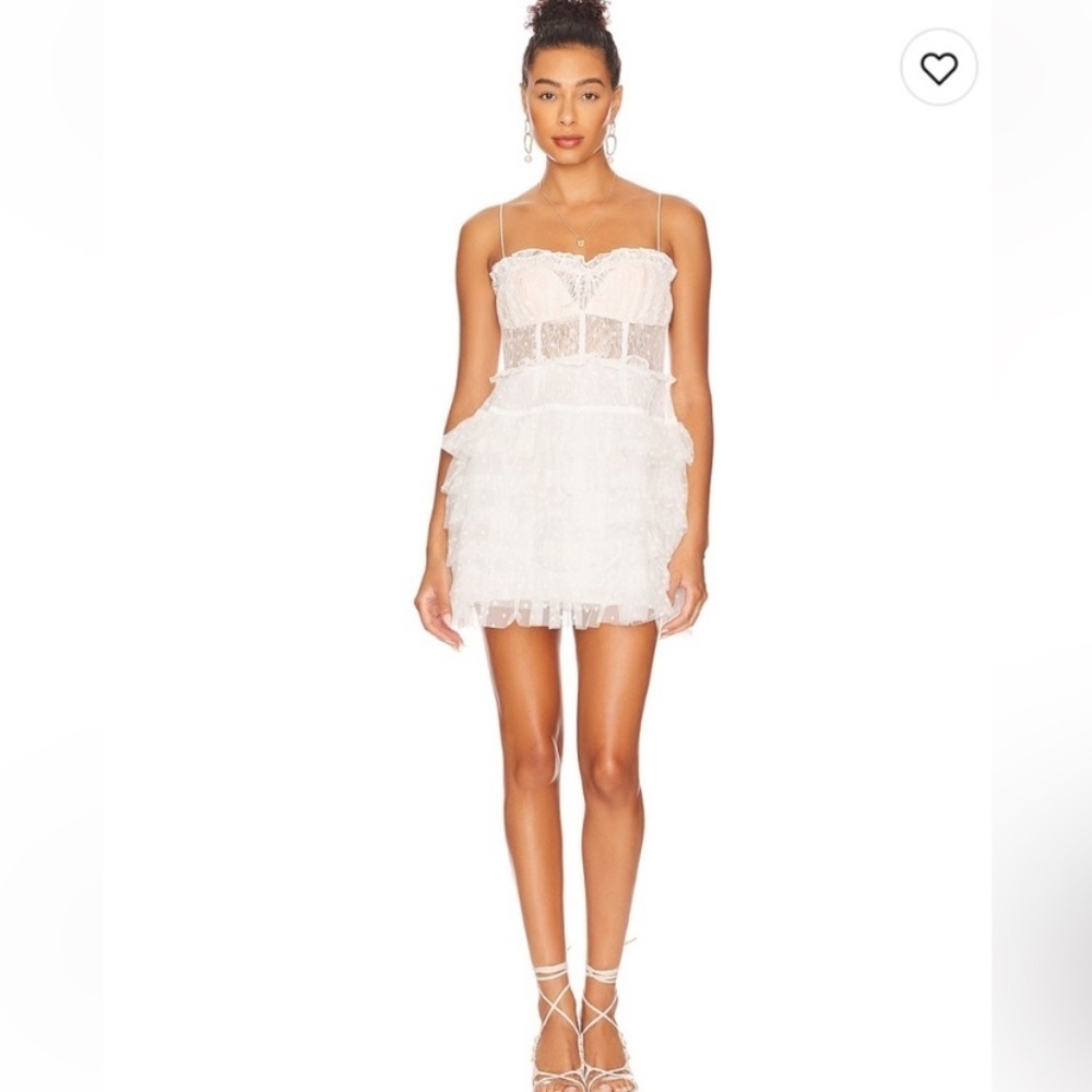 New! For love and lemons Jules tiered ruffle mini dress 27990 - Picture 2 of 14